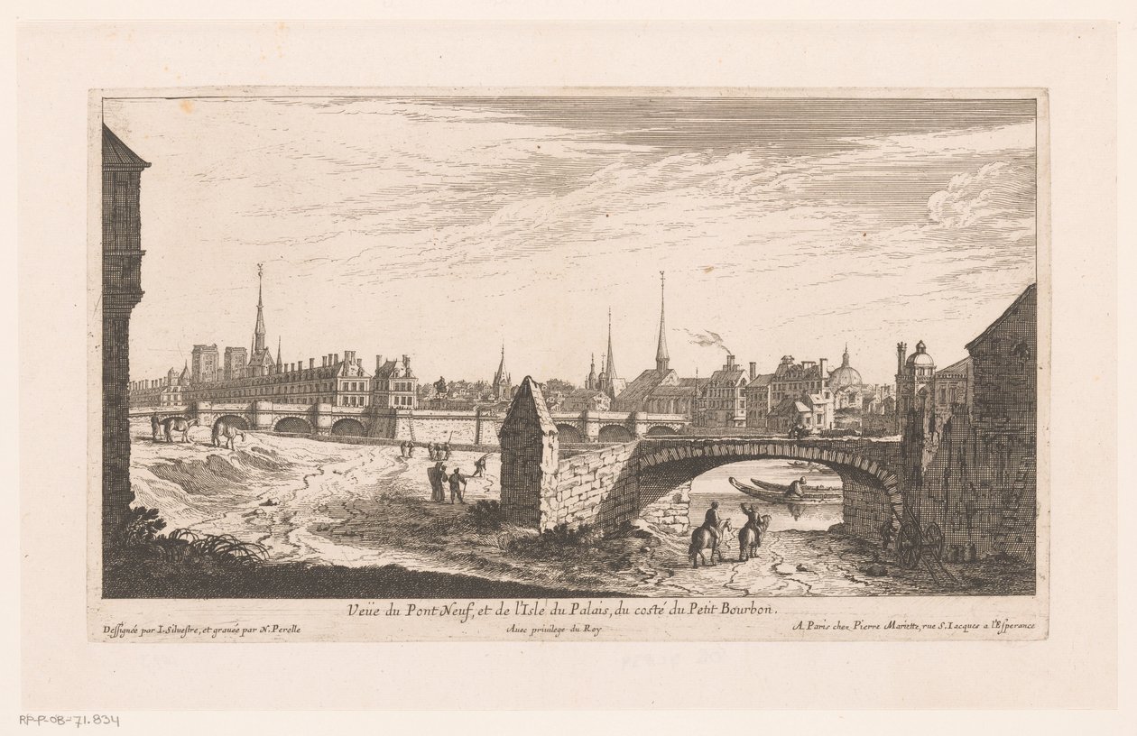 Gezicht op de Pont Neuf Kilátás a Pont Neuf-ra és az Isle du Palais-ra (...) (cím a tárgyon) alkotó: Nicolas Perelle