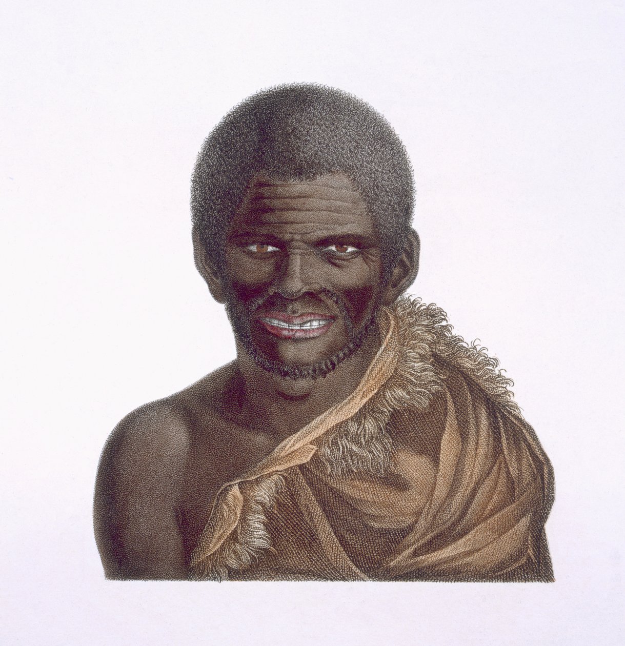 Egy Paraberi nevű férfi portréja, Van Diemens földje, 1791, megjelent 1815 alkotó: Nicolas Petit