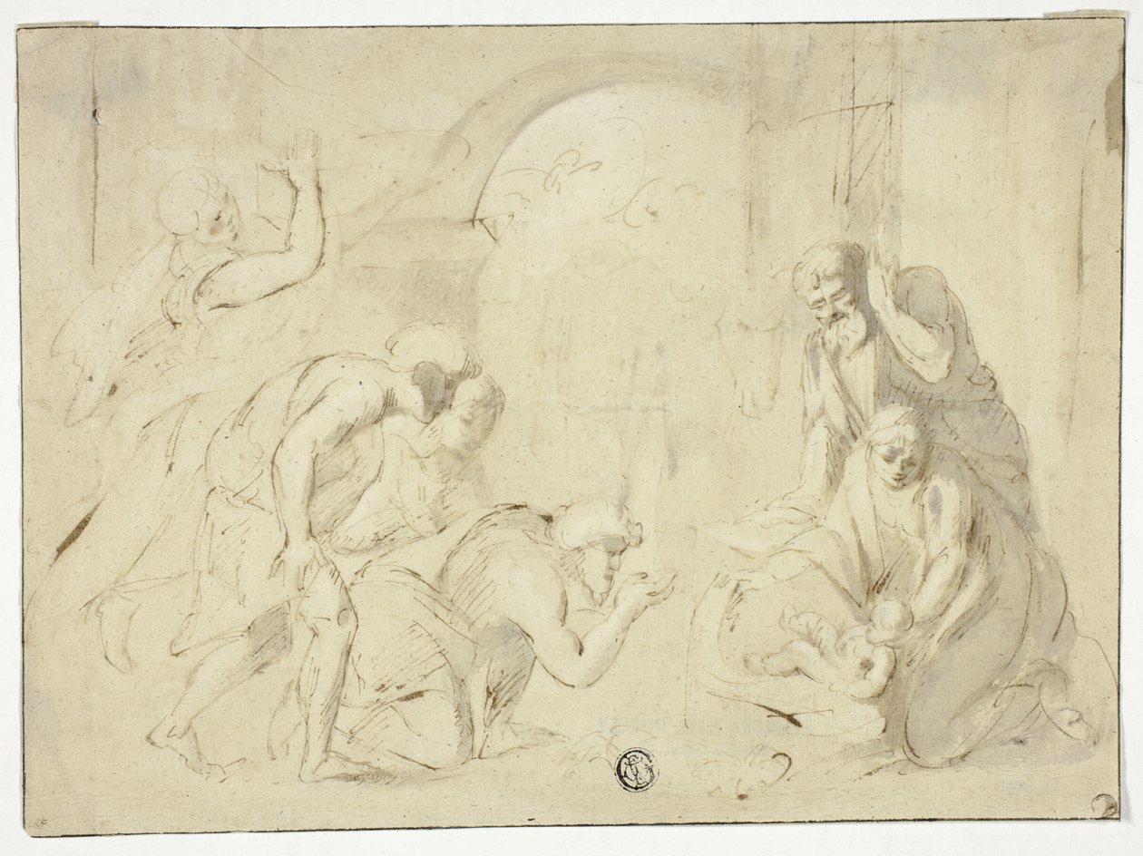 A pásztorok imádása alkotó: Nicolas Poussin