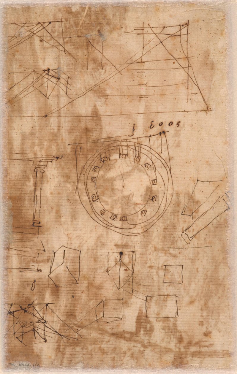 Építészeti firkák (verso) alkotó: Nicolas Poussin