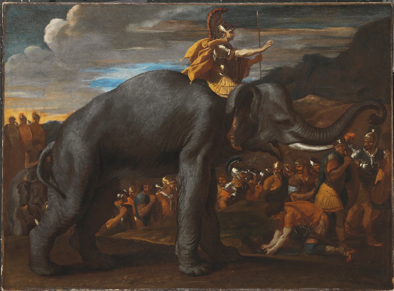 Hannibál elefánton kel át az Alpokon alkotó: Nicolas Poussin