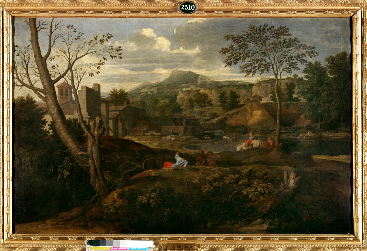 Ideális táj. Nicolas Poussin festménye alkotó: Nicolas Poussin