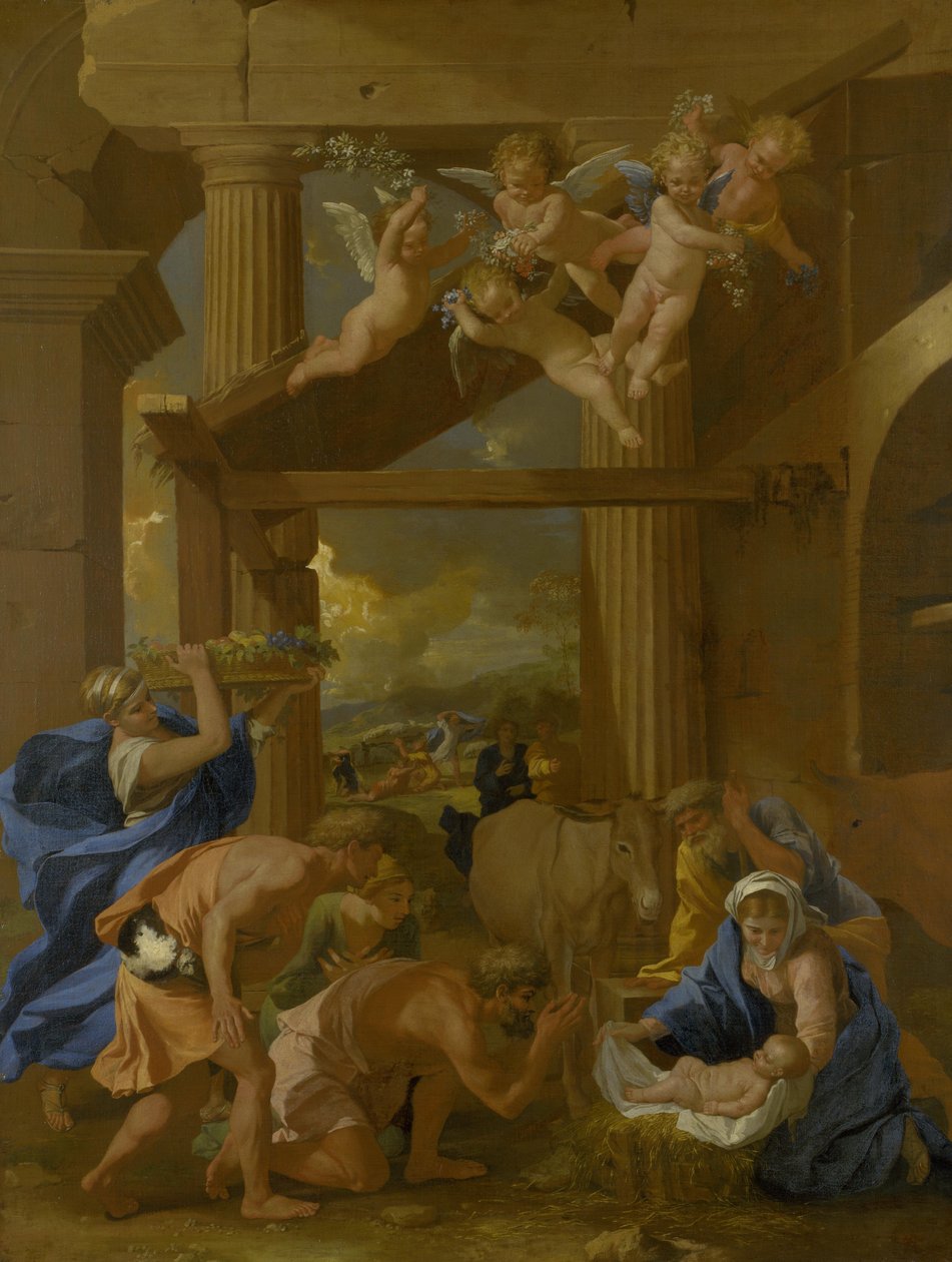 A pásztorok imádása alkotó: Nicolas Poussin