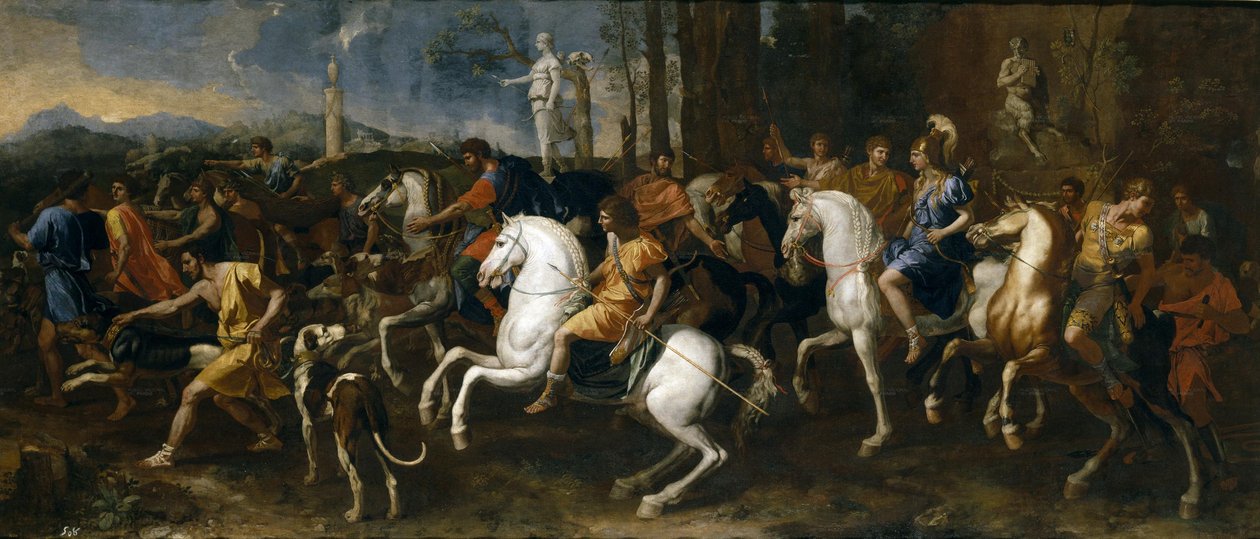 Meleager és Atalanta vadászata vagy Le Départ pour la chasse (A vadászatra való indulás) alkotó: Nicolas Poussin