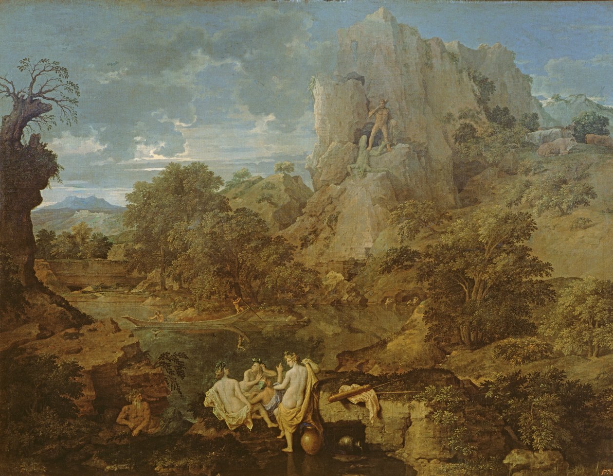 Táj Herkulesszal és Kákusszal, 1656 körül alkotó: Nicolas Poussin