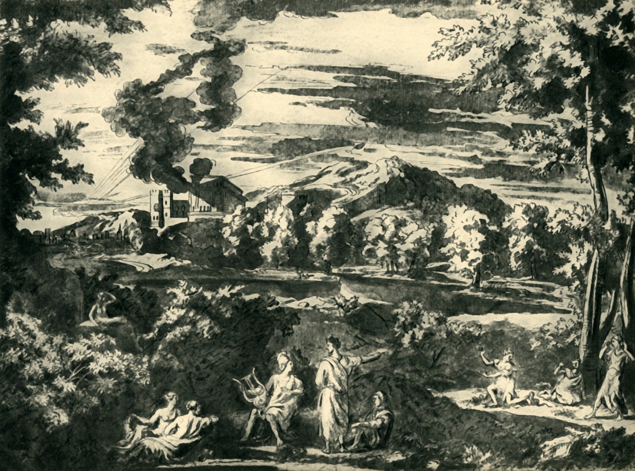 Táj Orpheusszal és Euridikével, 17. század közepe, 1943. alkotó: Nicolas Poussin
