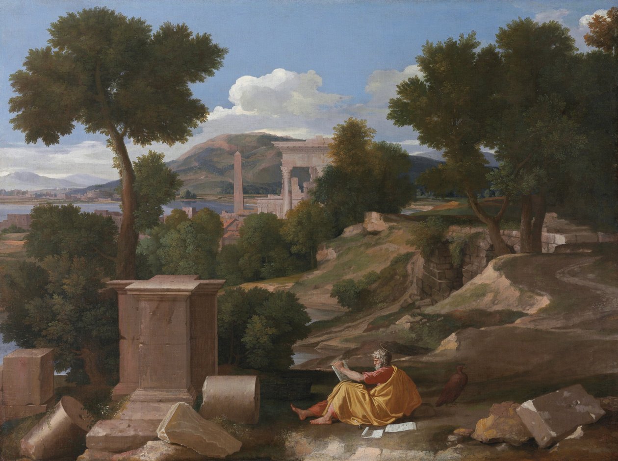 Táj Szent Jánossal a Patmoszon alkotó: Nicolas Poussin