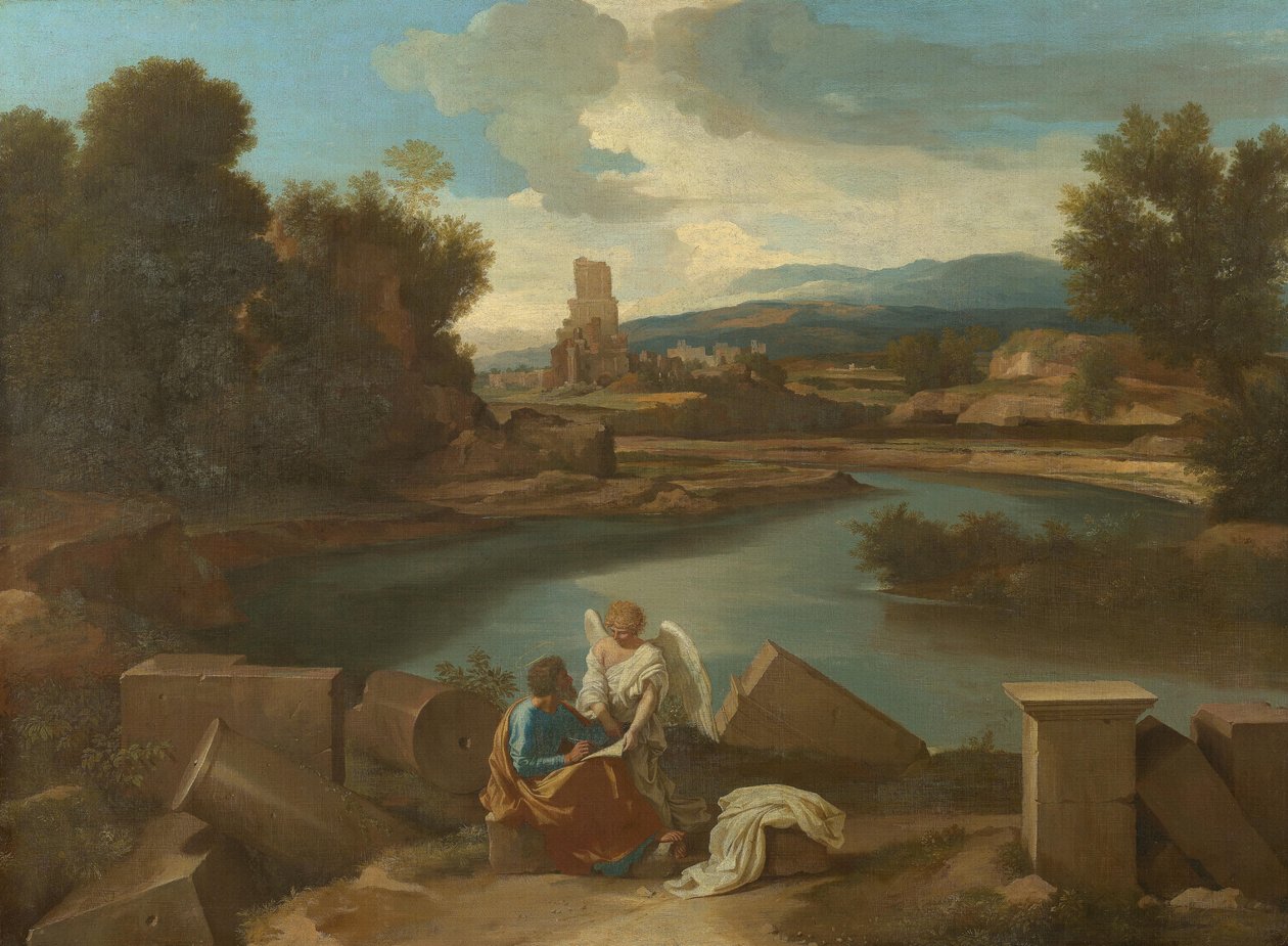 Táj a római Campagnából, Mátéval és az angyallal alkotó: Nicolas Poussin