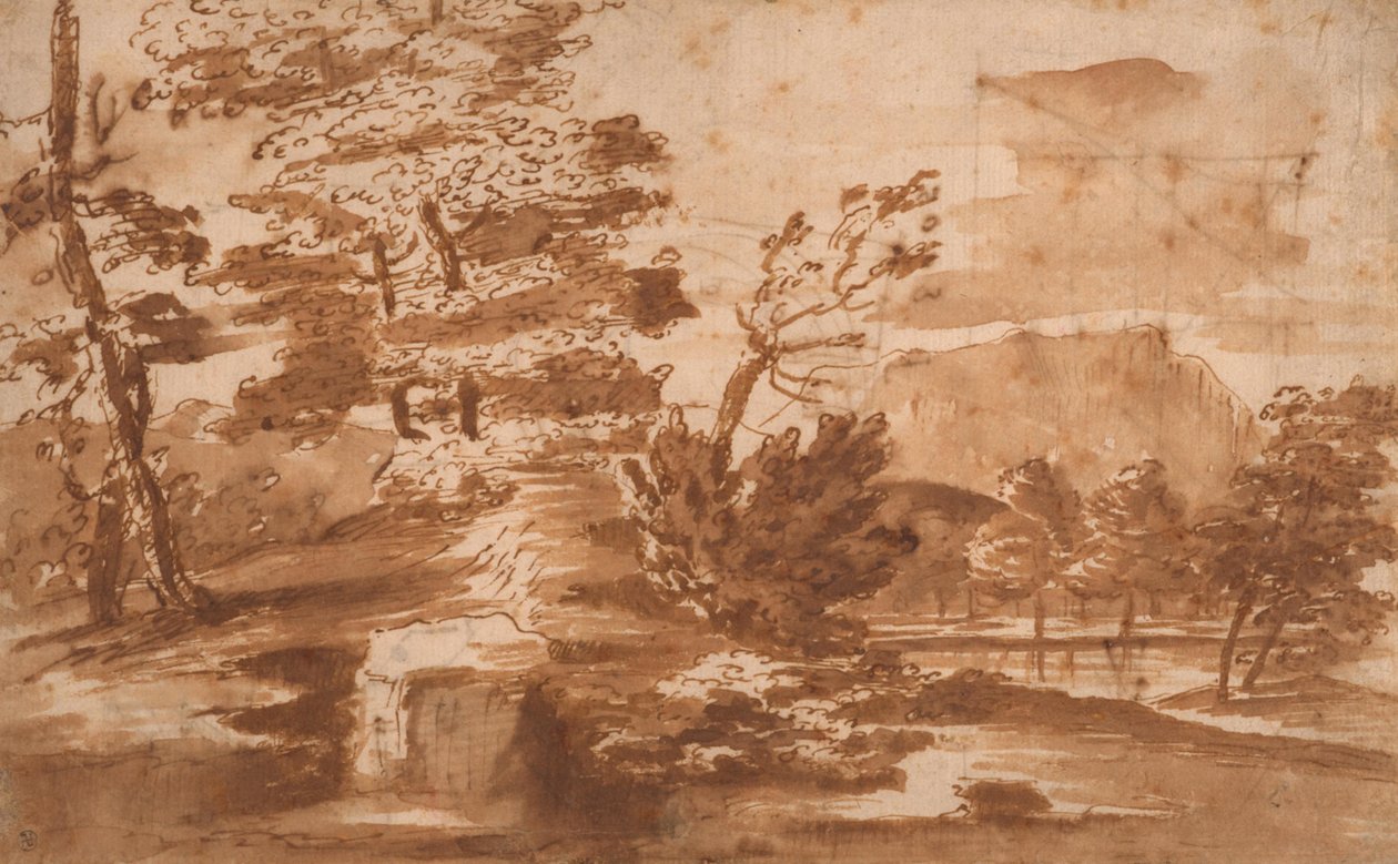 Tájkép (előlap) alkotó: Nicolas Poussin
