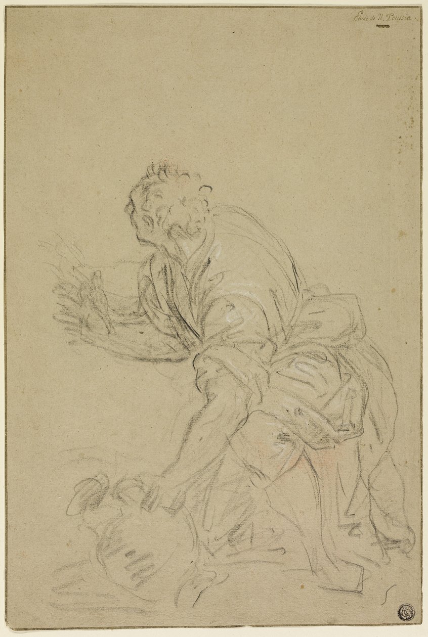 Térdelő férfi kancsóval (recto); álló férfi (verso) alkotó: Nicolas Poussin