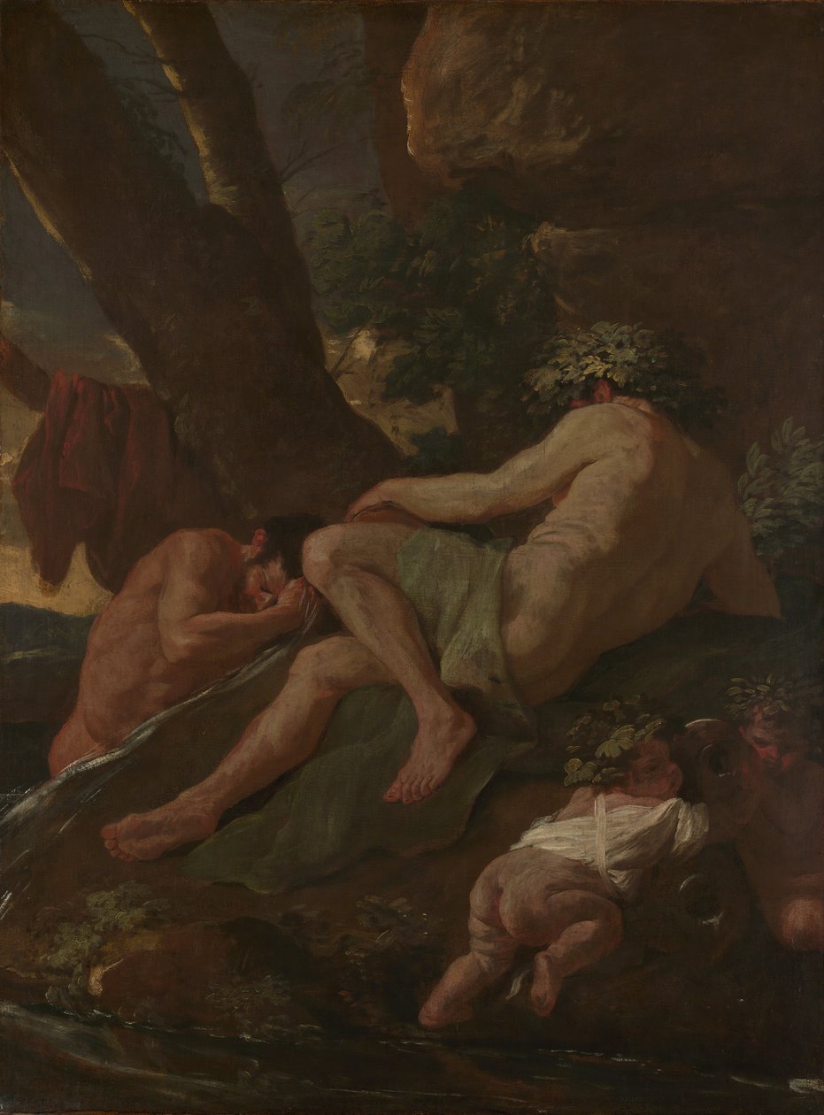 Midas mosás a Pactolus forrásánál, kb. 1627. alkotó: Nicolas Poussin