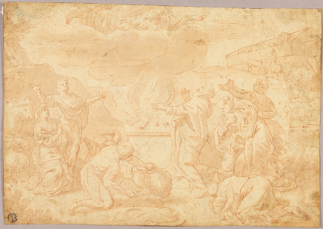 Noé áldozata alkotó: Nicolas Poussin
