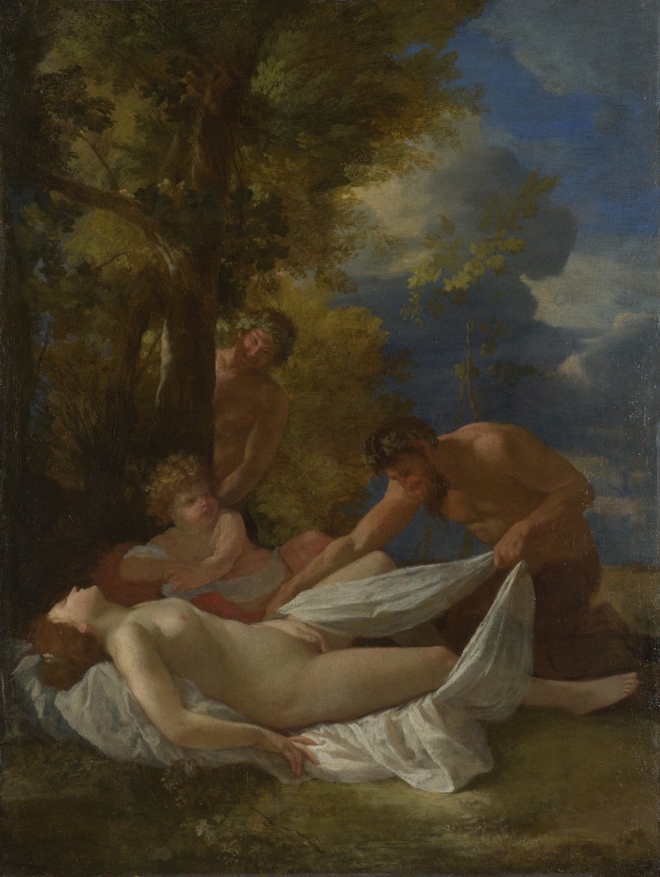 Nimfa szatírokkal, 1627 körül alkotó: Nicolas Poussin