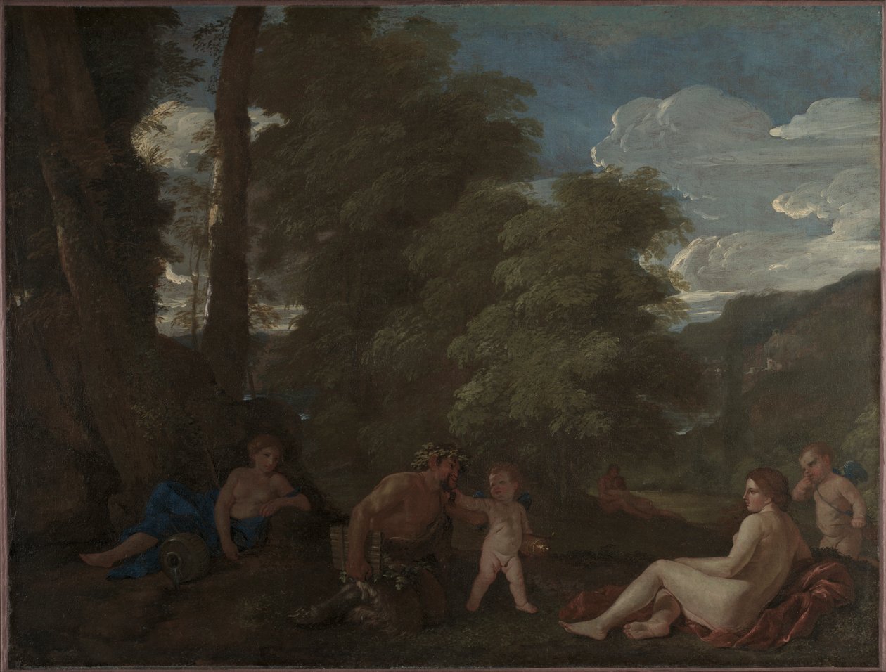 Nimfák és egy szatír (A szerelem mindent legyőz) alkotó: Nicolas Poussin
