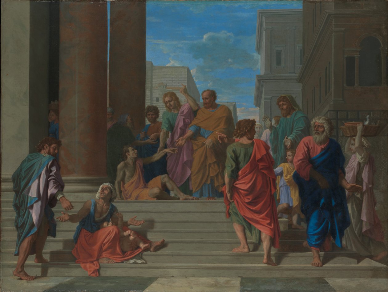 Szent Péter és János a sánta ember gyógyítása alkotó: Nicolas Poussin