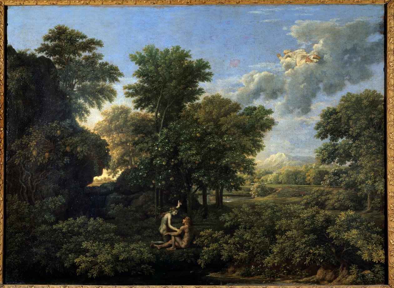 Tavasz vagy földi paradicsom. Nicolas Poussin festménye alkotó: Nicolas Poussin