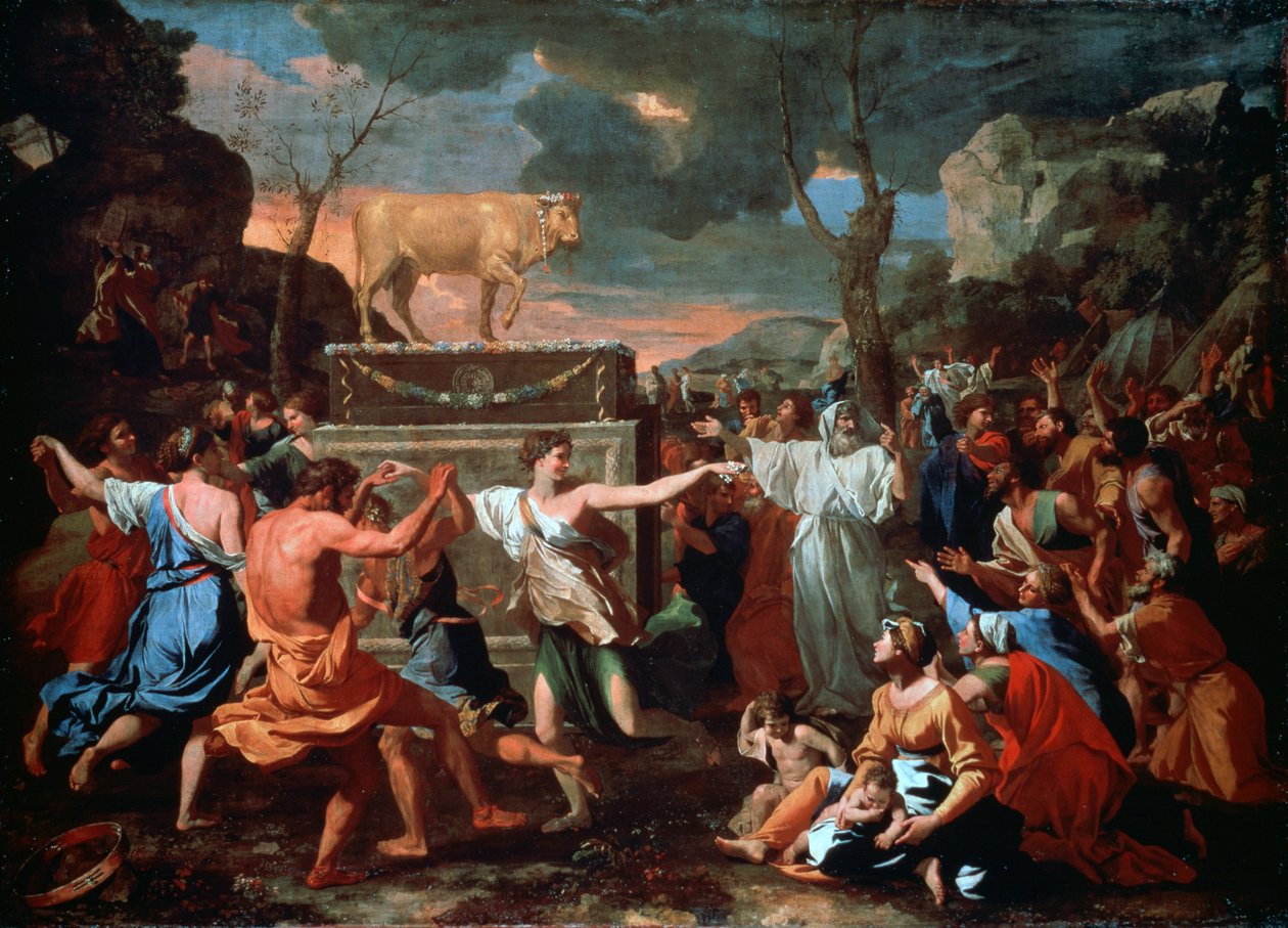 Az Aranyborjú imádása, c1635 alkotó: Nicolas Poussin