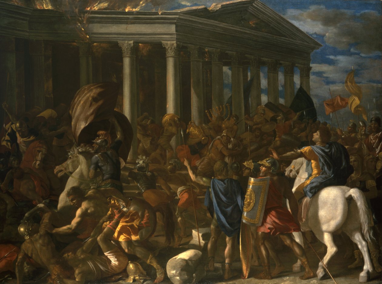 A Jeruzsálemi templom pusztulása és zsákolása alkotó: Nicolas Poussin