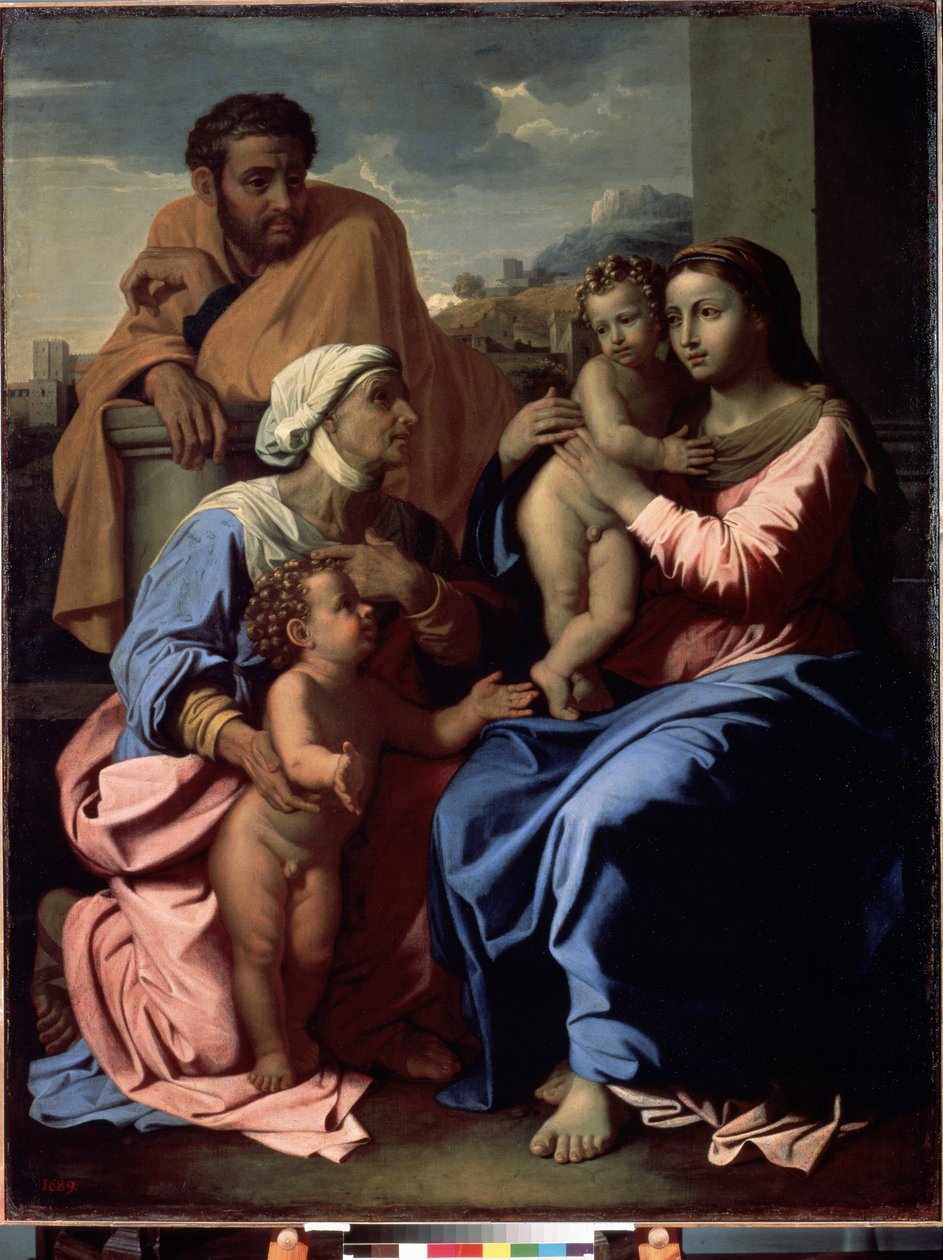 A Szent Család Keresztelő Jánossal és Szent Erzsébettel alkotó: Nicolas Poussin