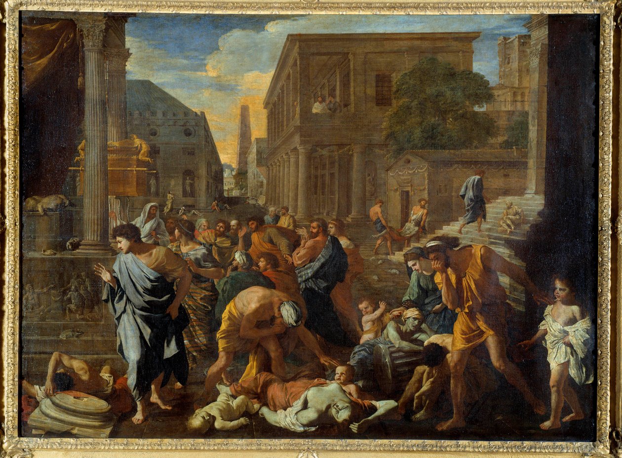 Az asdodi pestis szerint a filiszteusokat megütötte a pestis festménye, Nicolas Poussin alkotó: Nicolas Poussin