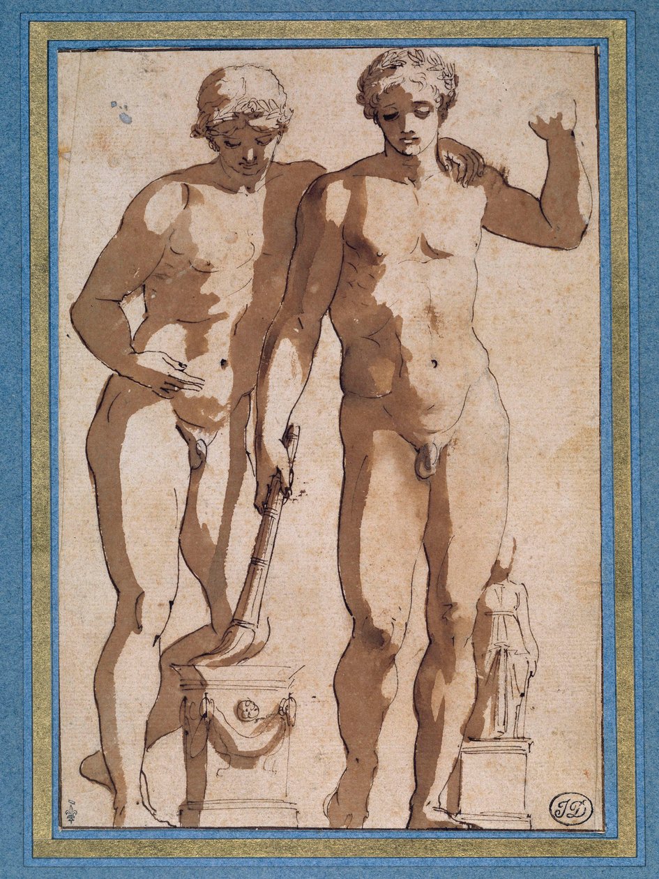Two athletes alkotó: Nicolas Poussin
