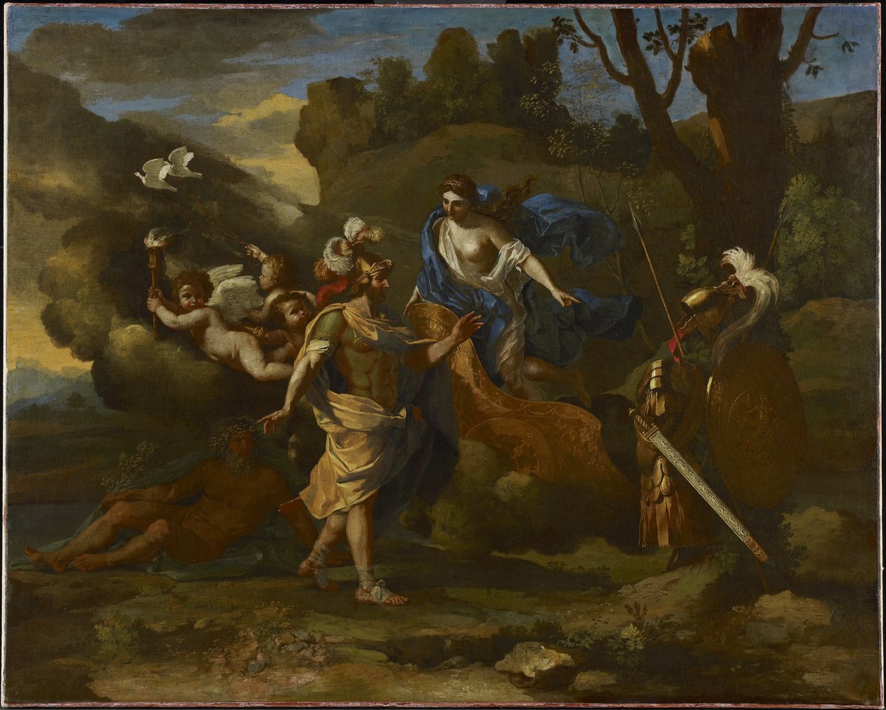Vénusz, Aeneas anyja, Vulkán által kovácsolt karokkal ajándékozza meg, 1635 körül (olaj, vászon) alkotó: Nicolas Poussin