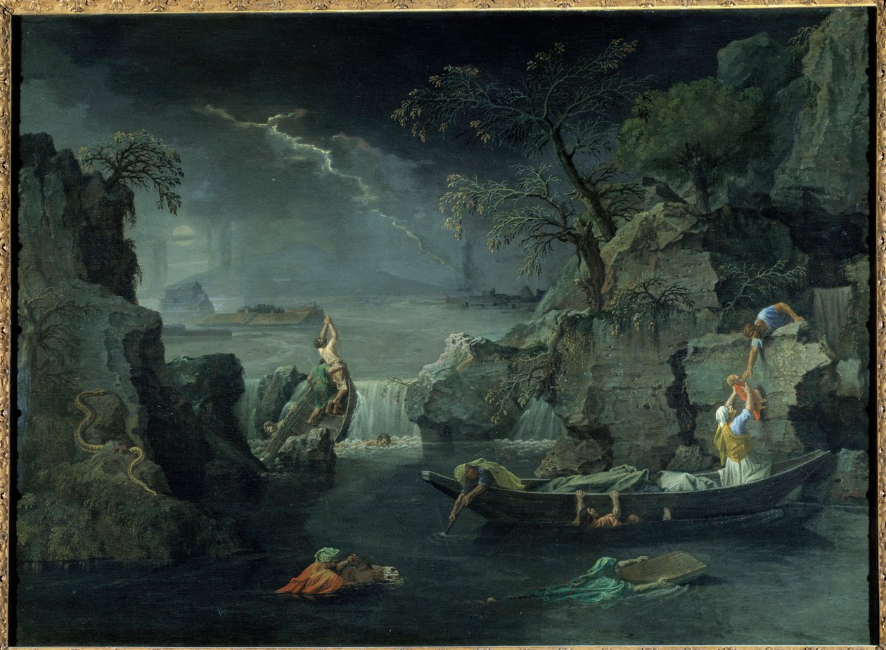 Tél vagy árvíz. Nicolas Poussin (1594-1665) festménye, 1660-1664 körül. Olajfestmény. Mérete: 1,18 x 1,60 m. alkotó: Nicolas Poussin