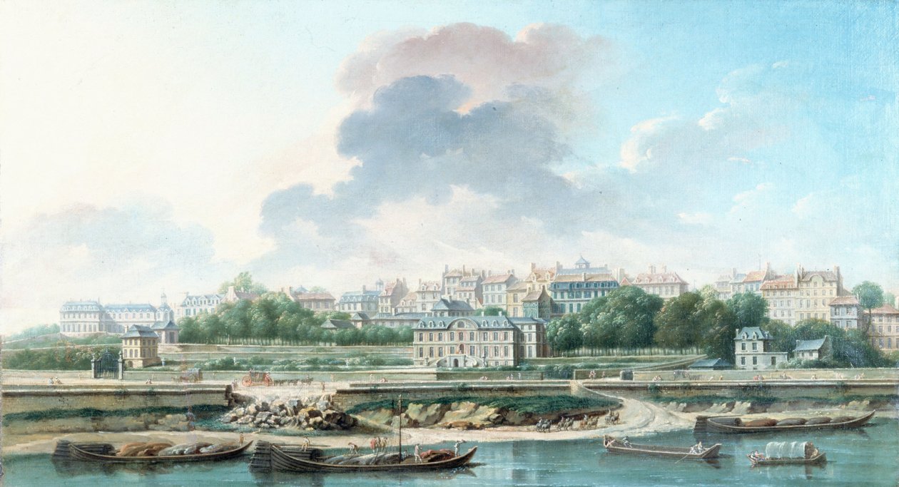 Le Quai et le Village de Passy, vue de la rive gauche, en 1757 (olaj, vászon) alkotó: Nicolas Raguenet