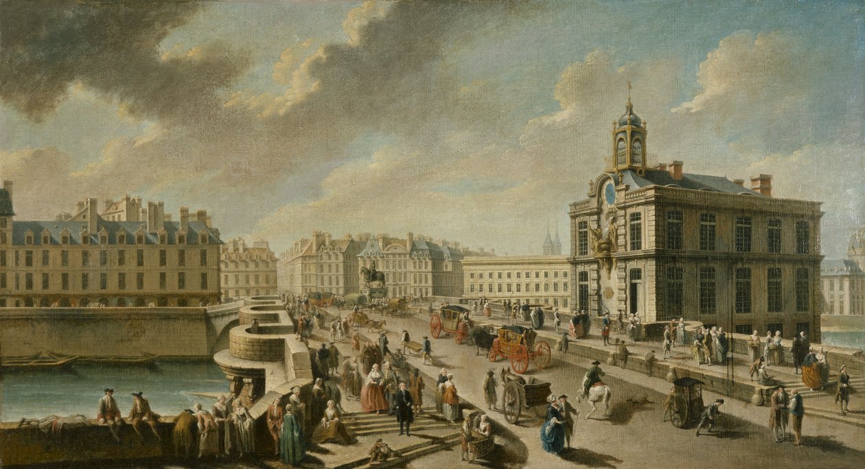 A Pont-Neuf és a Samaritaine szivattyú a Quai de la Mégisserie felől nézve alkotó: Nicolas Raguenet