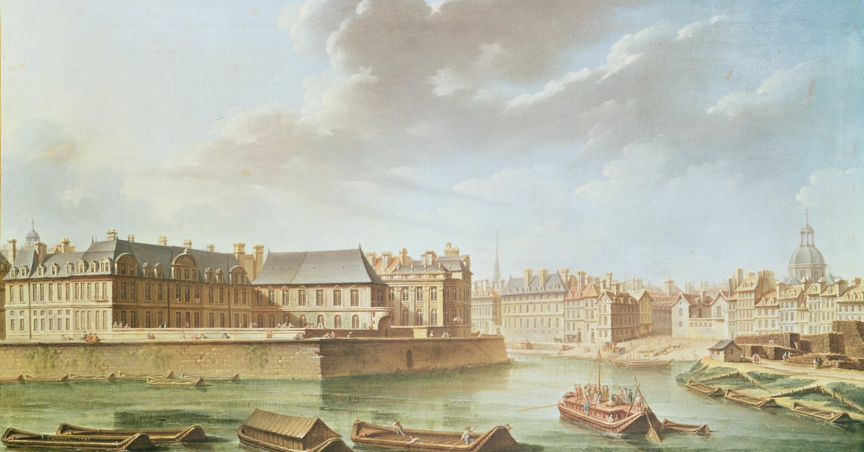 Az Ile Saint-Louis és a Hotel de Bretonvilliers 1757-ben alkotó: Nicolas Raguenet