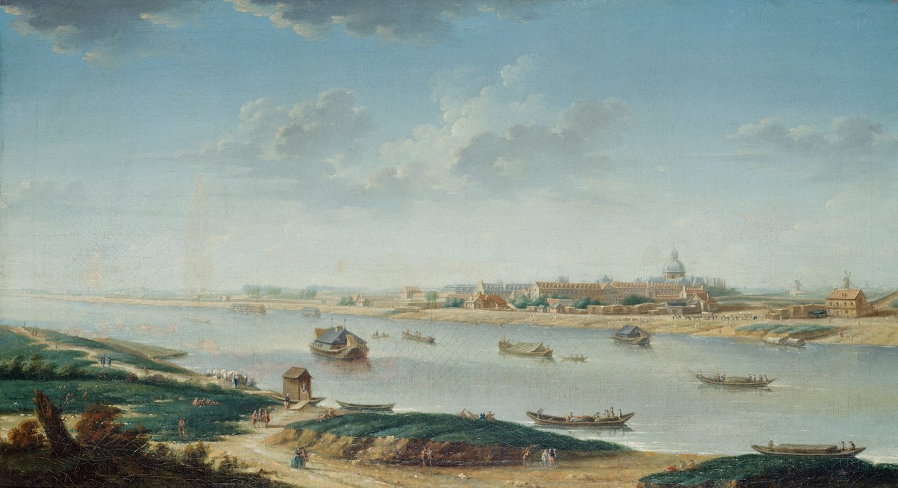 A Salpêtrière la Rapee-ból, 1752 körül (olaj, vászon) alkotó: Nicolas Raguenet