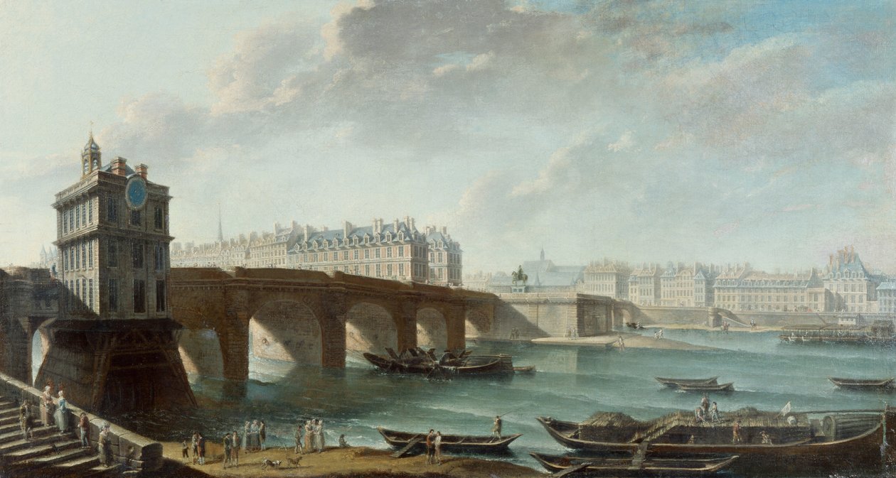 The Samaritaine pump, Pont-Neuf, Ile de la Cite and the Conti quay see from the Louvre quay, before 1771 (oil on canvas) alkotó: Nicolas Raguenet