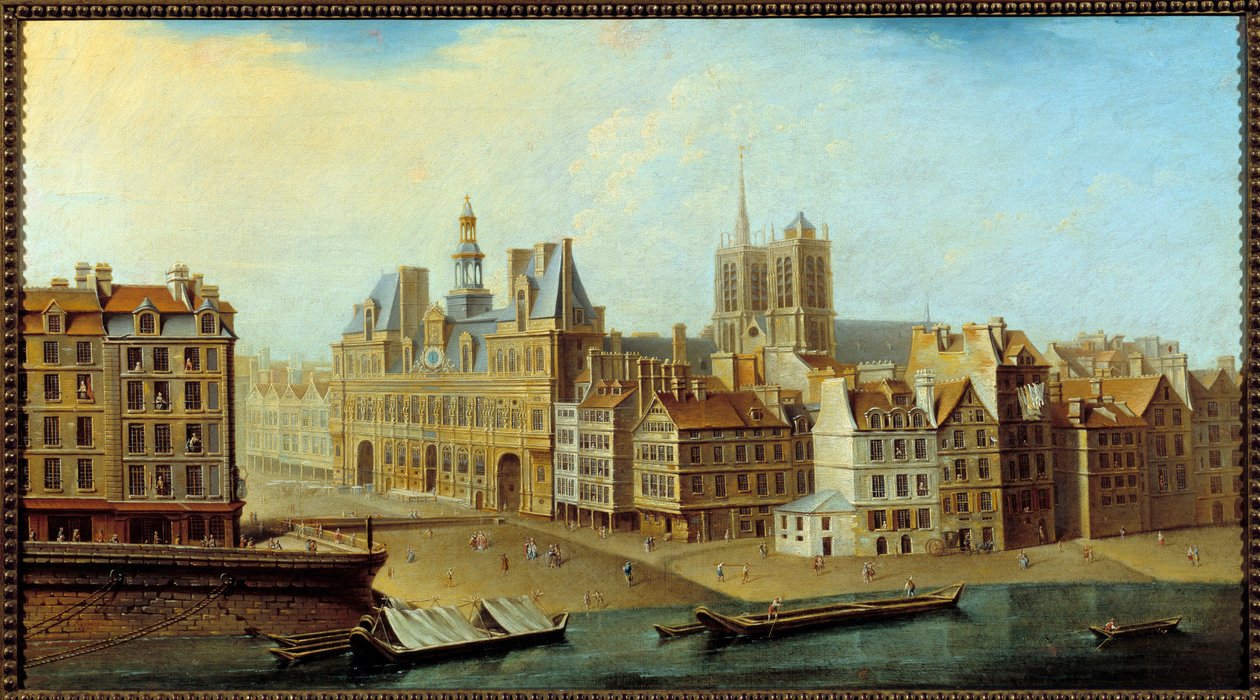 A párizsi Hotel de Ville és Place de Greve látképe 1750-ben Nicolas Jean Baptiste Raguenet (1715-1793) festménye 1750 V. 0,46x0,83 m Párizs, Musee Carnavalet alkotó: Nicolas Raguenet