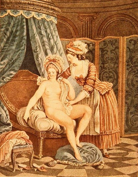 A toalett, Louis Marin Bonnet (1736-93) metszete (metszet) alkotó: Nicolas Rene (after) Jollain