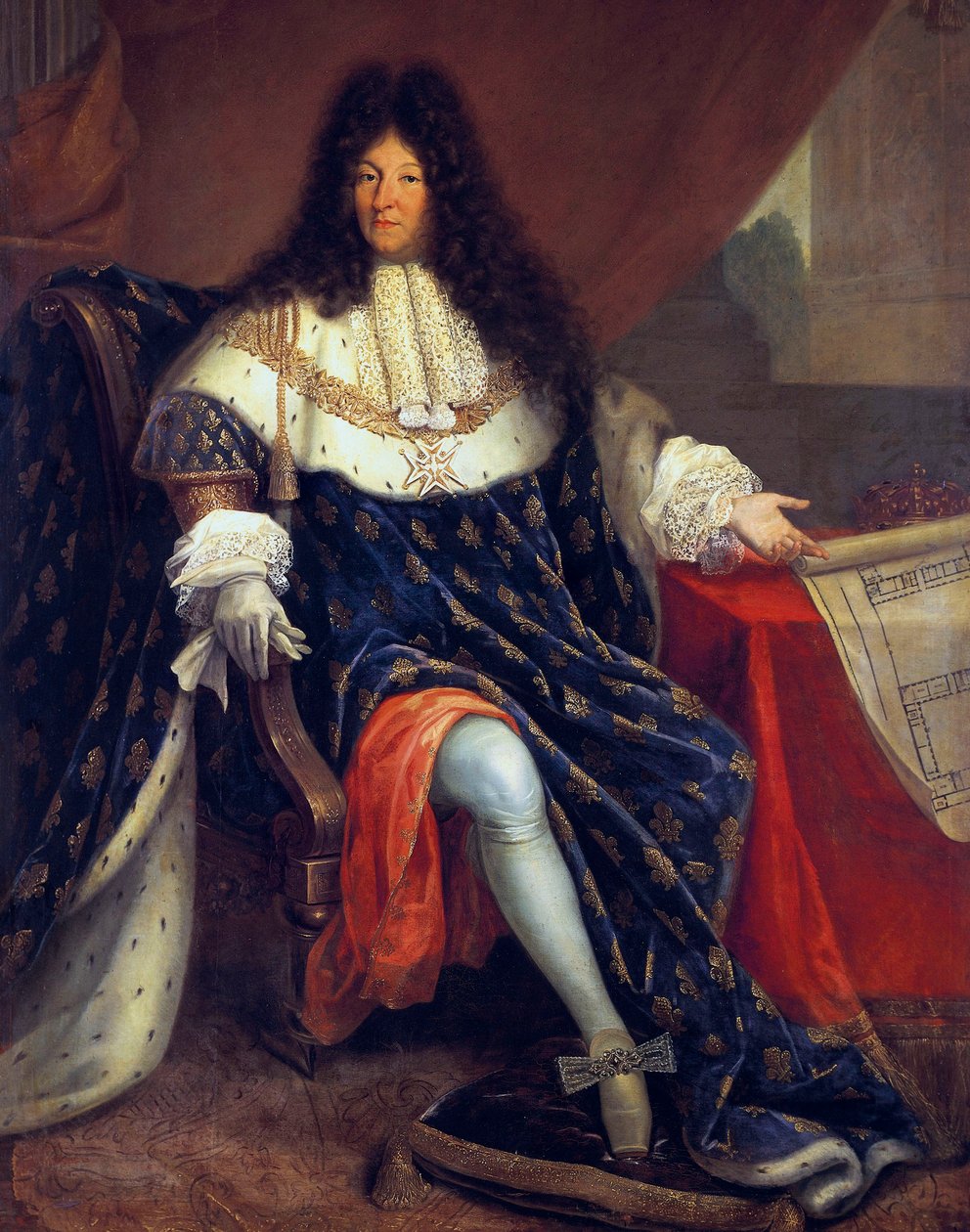 XIV. Lajos (1638-1715) francia király 1643-1715-ben bemutatja a Szent Cir királyi házat alkotó: Nicolas Rene Jollain