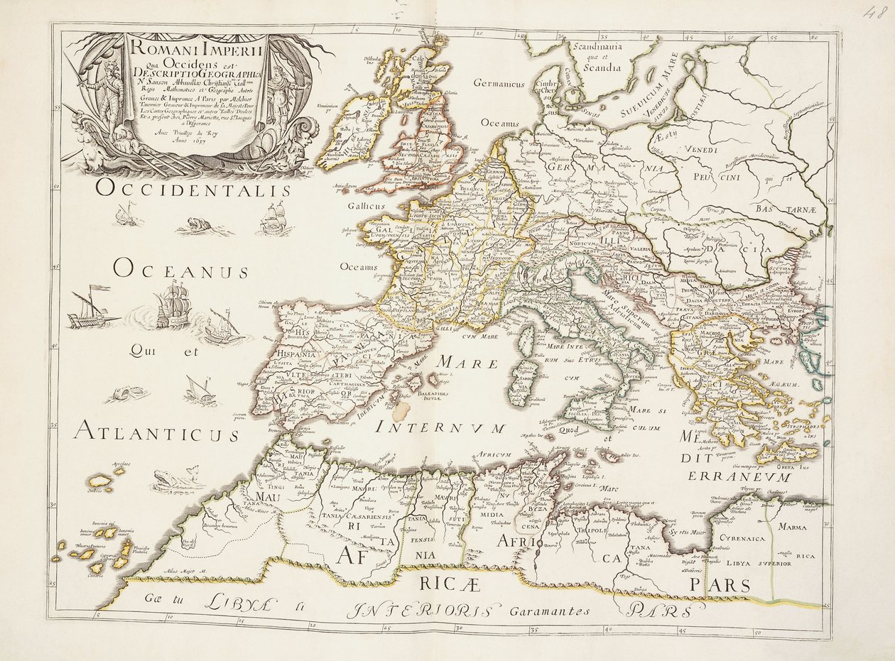 A Római Birodalom térképe, 1675-76 körül alkotó: Nicolas Sanson DAbbeville