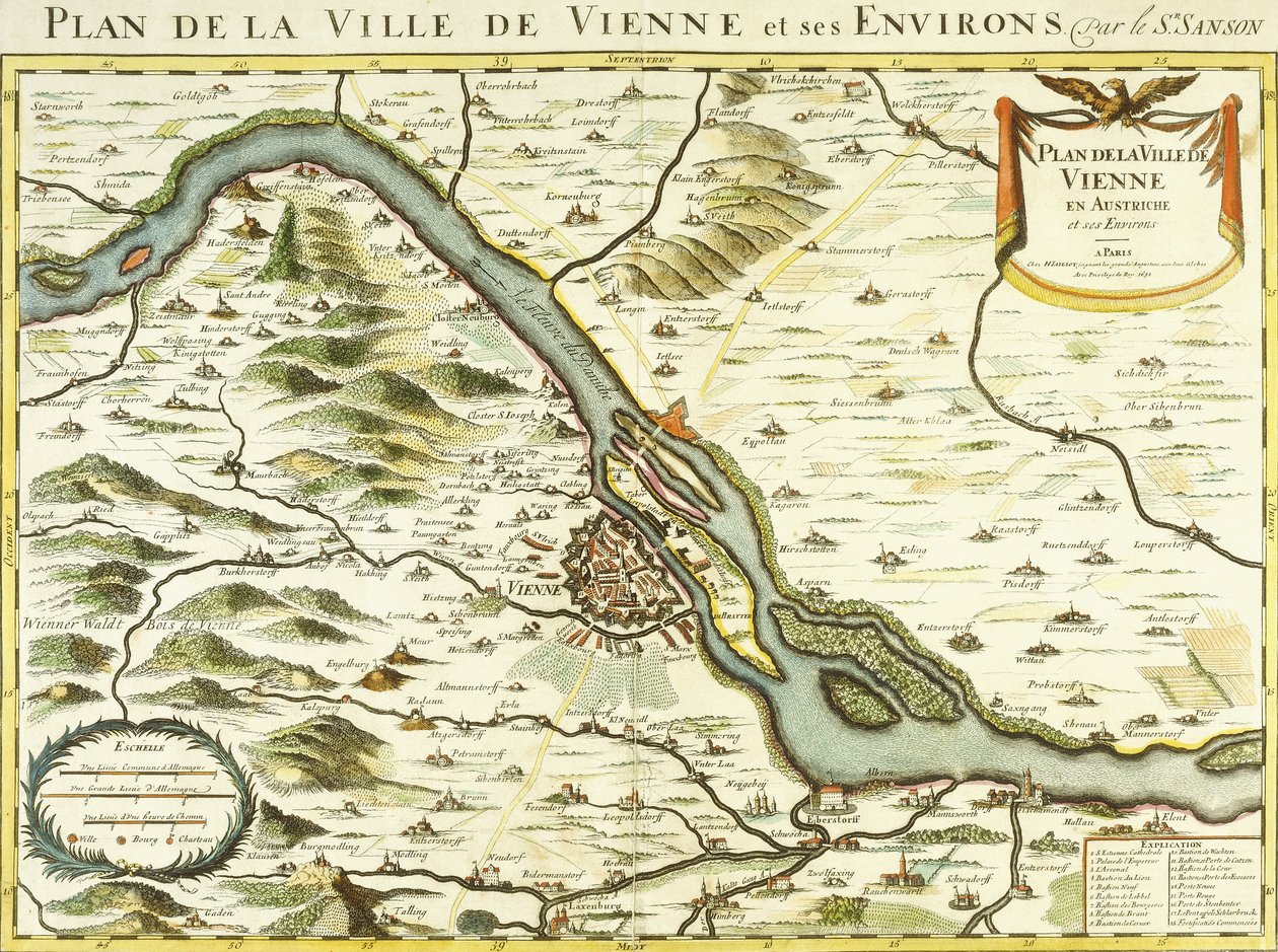 Bécs város térképe, 1692 alkotó: Nicolas Sanson DAbbeville
