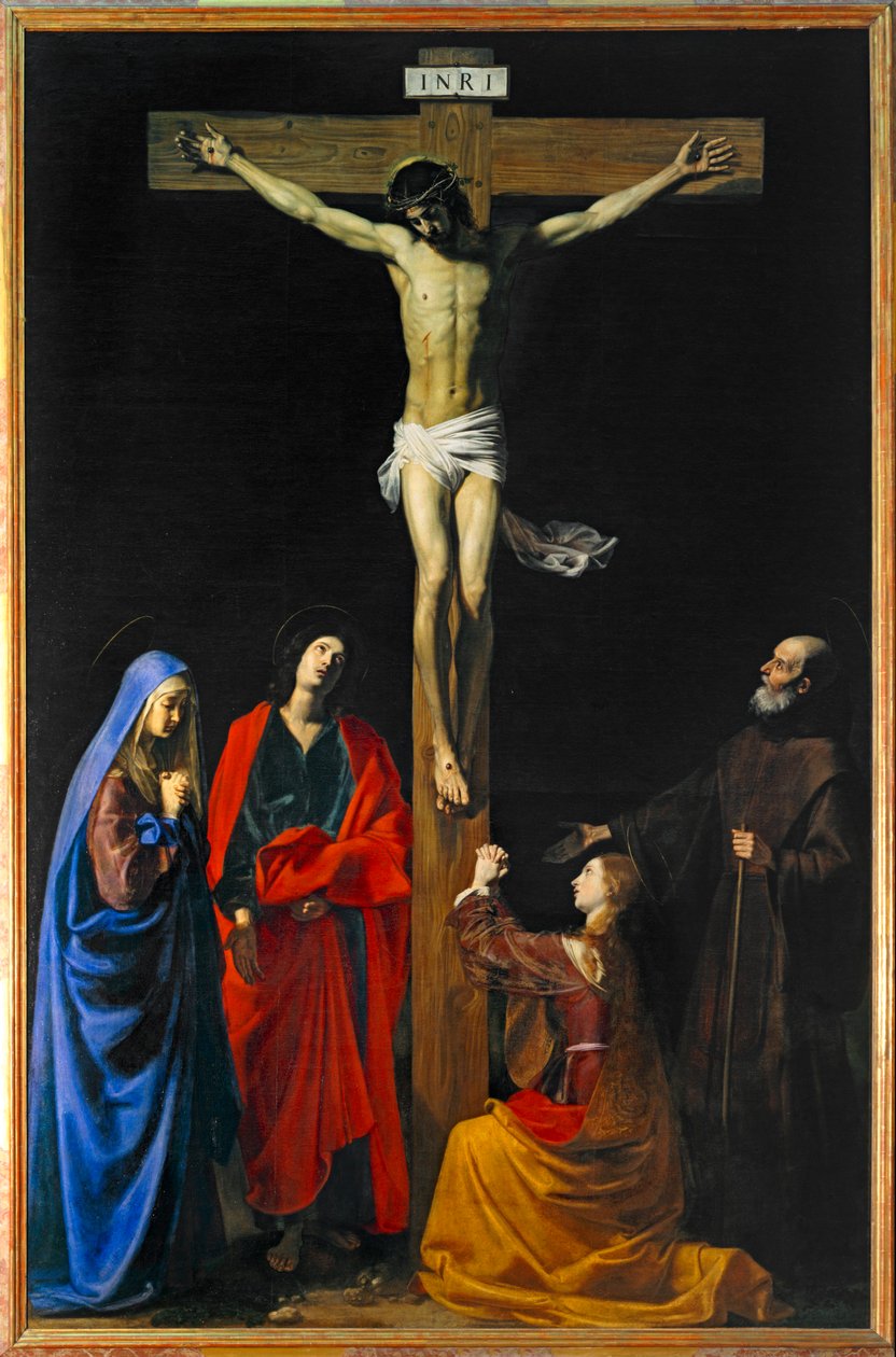 Krisztus a kereszten, Szűz Mária, Magdolna, Szent János és Paolai Szent Ferenc - Krisztus a kereszten, Szűz Mária, Mária Magdolna szentek ... alkotó: Nicolas Tournier