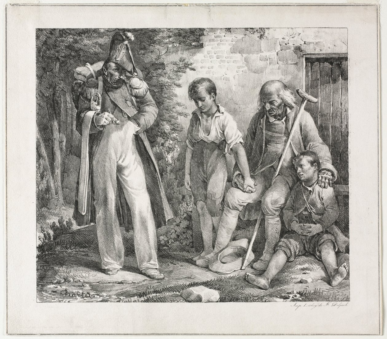 Alamizsnáért könyörgő, 1819. alkotó: Nicolas Toussaint Charlet