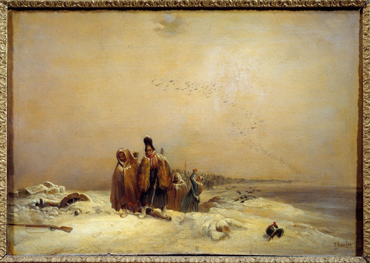 Az orosz visszavonulás napóleoni háborújának epizódja (1812). Nicolas Toussaint Charlet festménye (Toussaint-Charlet alkotó: Nicolas Toussaint Charlet