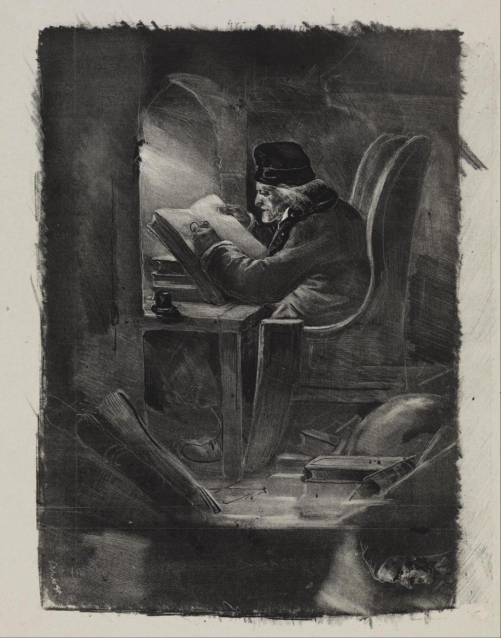 Kísérlet rézmetszetben (egy földrajztudós) alkotó: Nicolas Toussaint Charlet