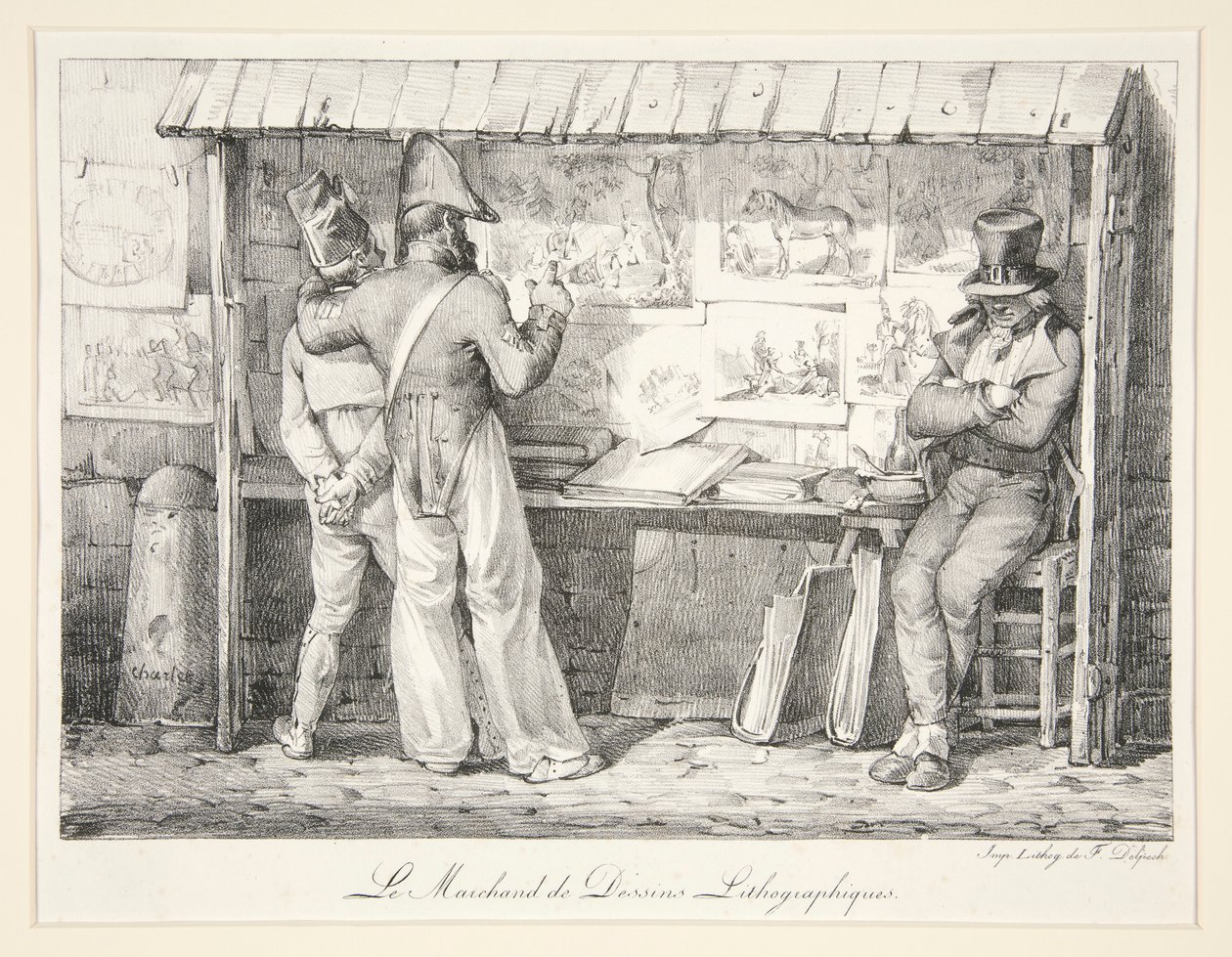 A litográfiai képek kereskedője alkotó: Nicolas Toussaint Charlet