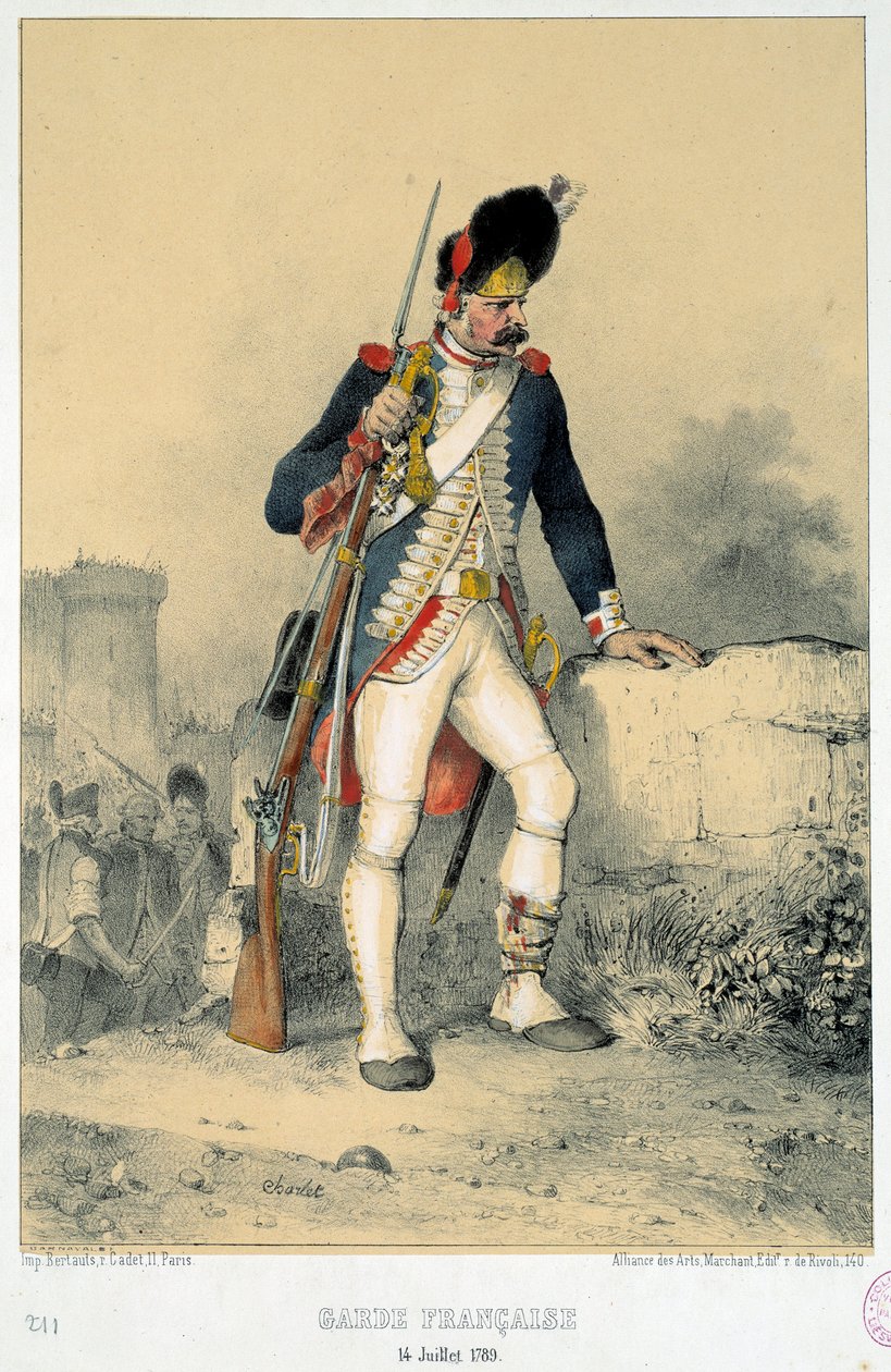 A francia gárda tagja (1789. július 14.). Nicolas Toussaint Charlet metsze (1792-1845) alkotó: Nicolas Toussaint Charlet