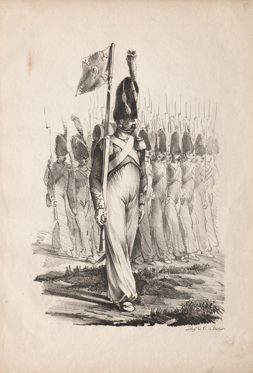 Katonai viseletek: Carabiner Sargent, Általános útmutató, 1817-1818. alkotó: Nicolas Toussaint Charlet