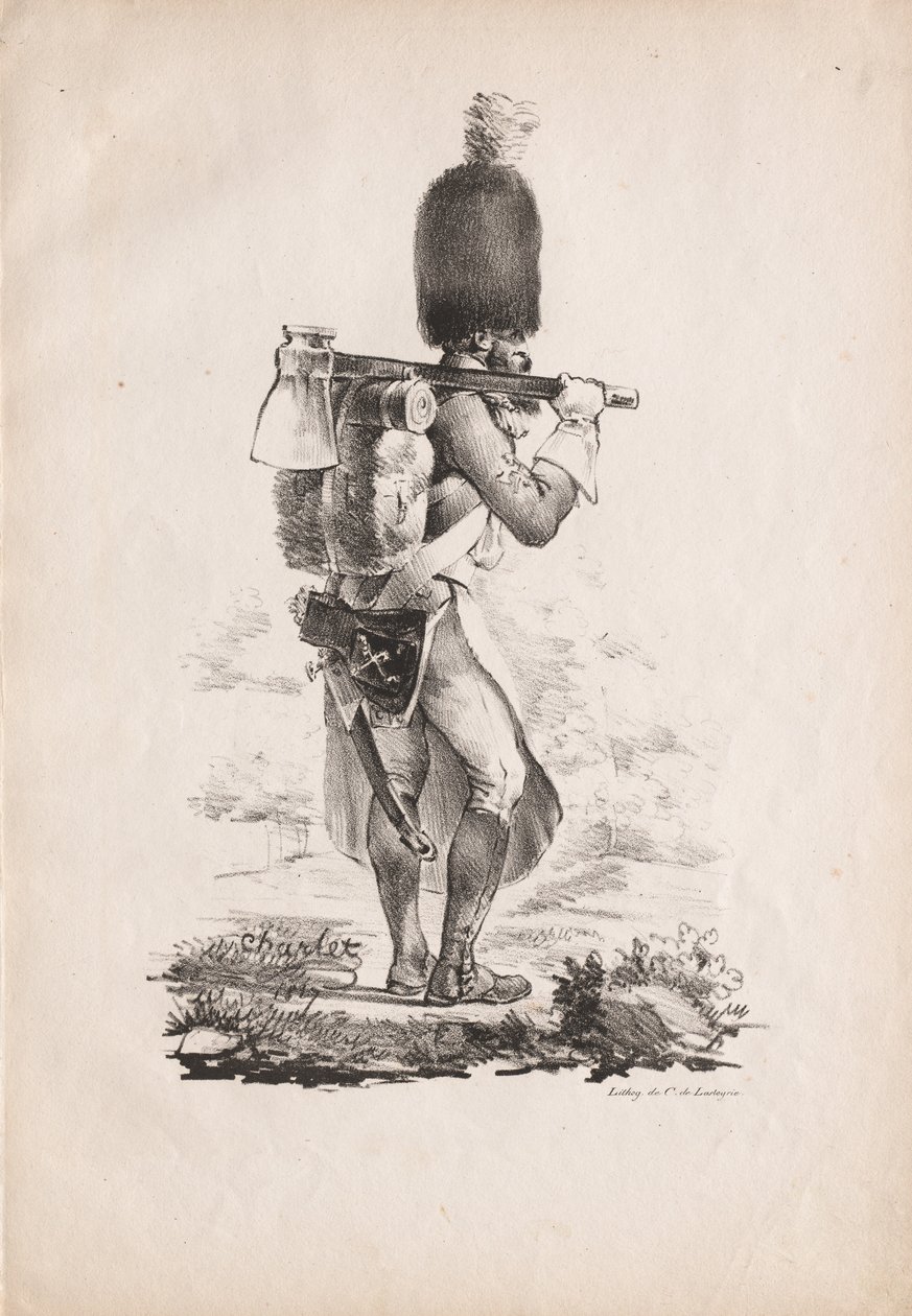 Katonai viseletek: Infantry Sapper, 1817-1818. alkotó: Nicolas Toussaint Charlet