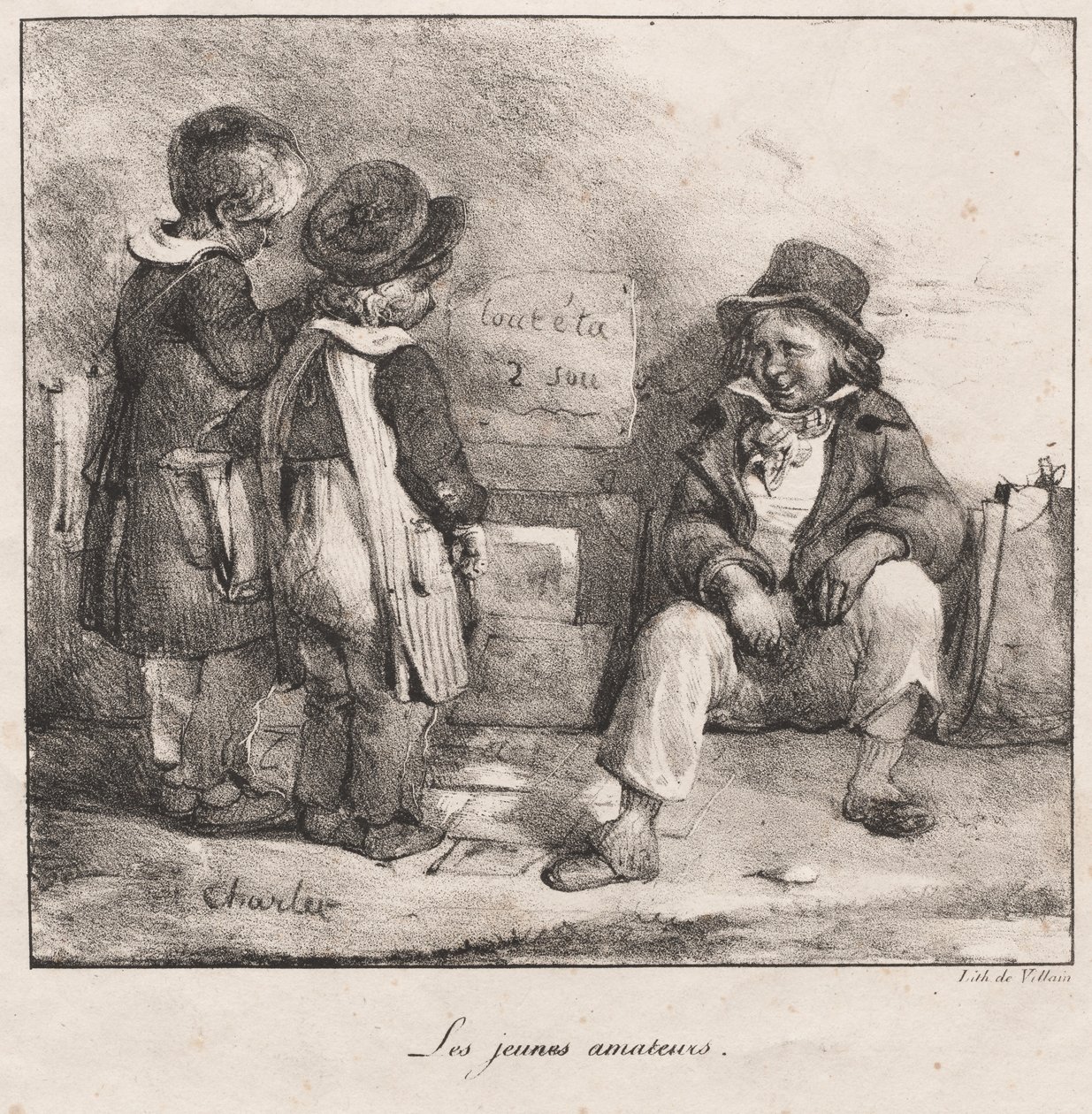 Vázlatfüzet kisgyermekek számára: A fiatal amatőrök, 1822. alkotó: Nicolas Toussaint Charlet