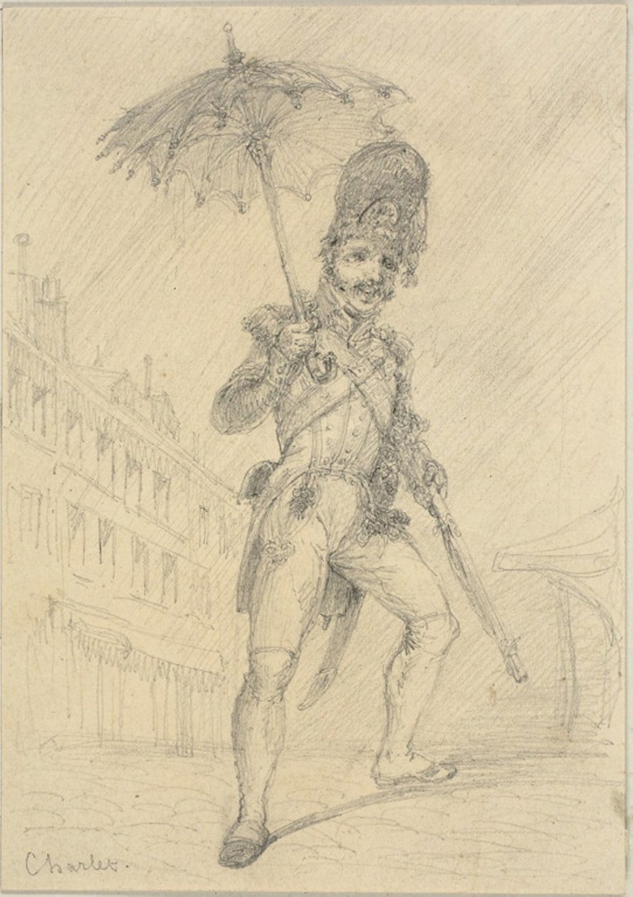 Katona napernyőt tart alkotó: Nicolas Toussaint Charlet