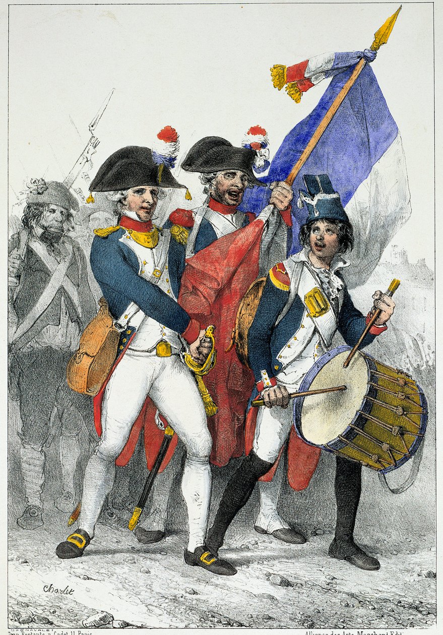 Veszélyben a haza: Az első köztársaság önkéntesei (1792-1799) hadba indulnak (színes metszet) alkotó: Nicolas Toussaint Charlet