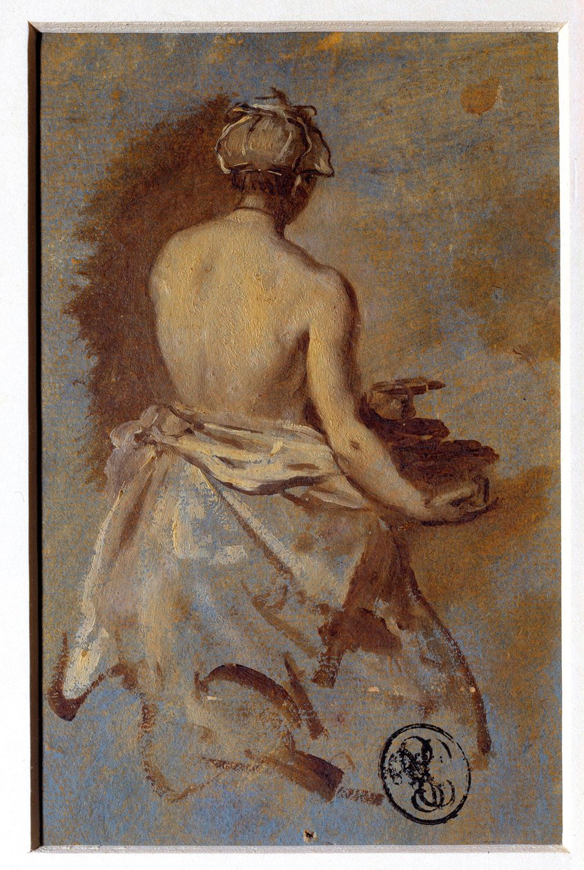 Nicolas Vleughels (1668-1737) tanulmánya a nőről a hátból, rajz, 18. századi Párizs, Louvre Múzeum alkotó: Nicolas Vleughels