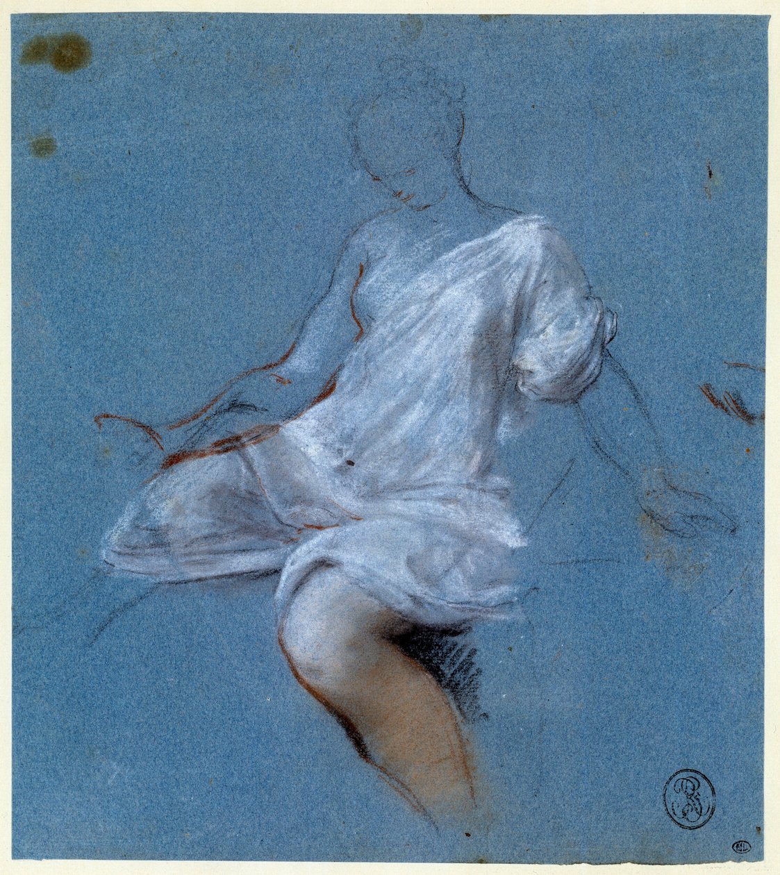 Tanulmány a drapériákról a testen Nicolas Vleughels (1668-1737) rajza 18. századi Párizs, Louvre Múzeum alkotó: Nicolas Vleughels